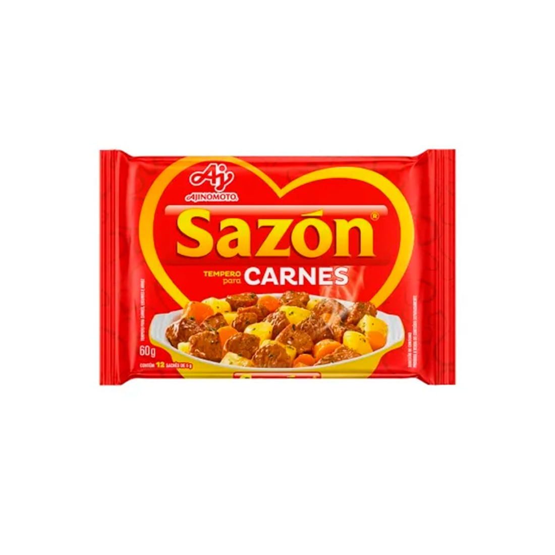 Tempero Pó Para Carnes Sazón Pacote 60g 12 Unidades