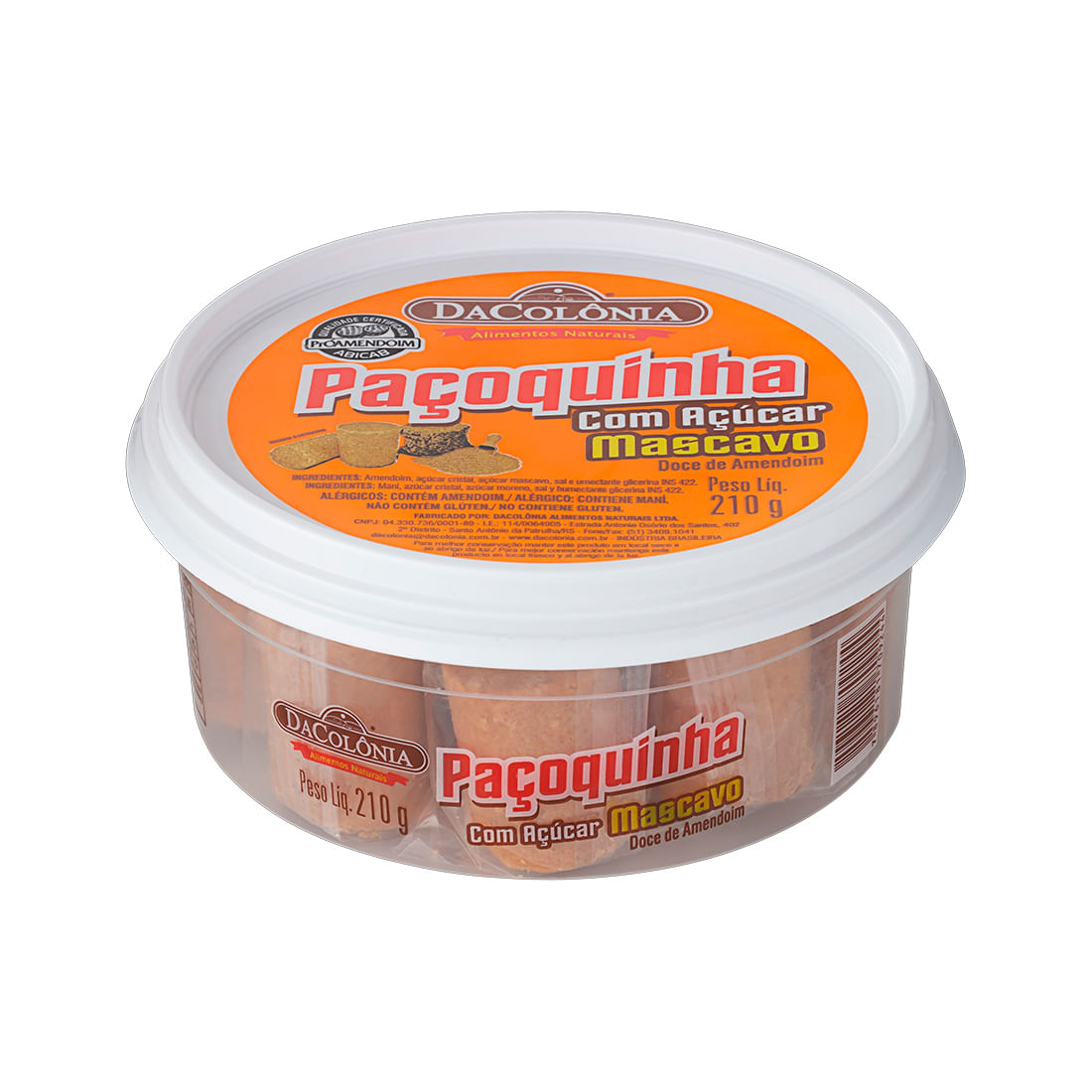 Paçoca Dacolonia 210g Açucar Mascavo