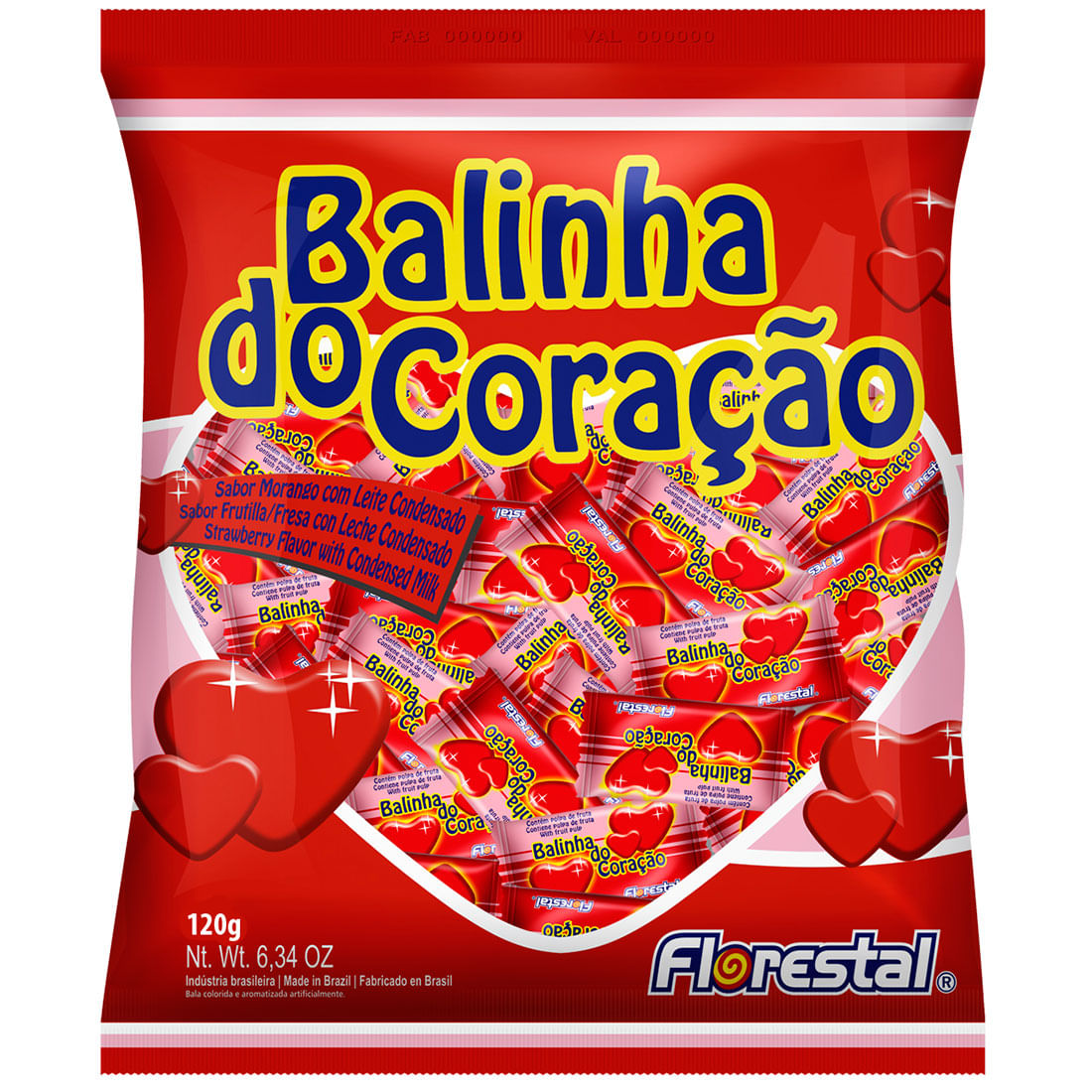 Bala Florestal 108g Coracao Morango
