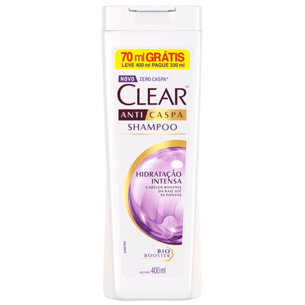 Shampoo Anticaspa Clear Hidratação Intensa Leve 400ml Pague 330ml
