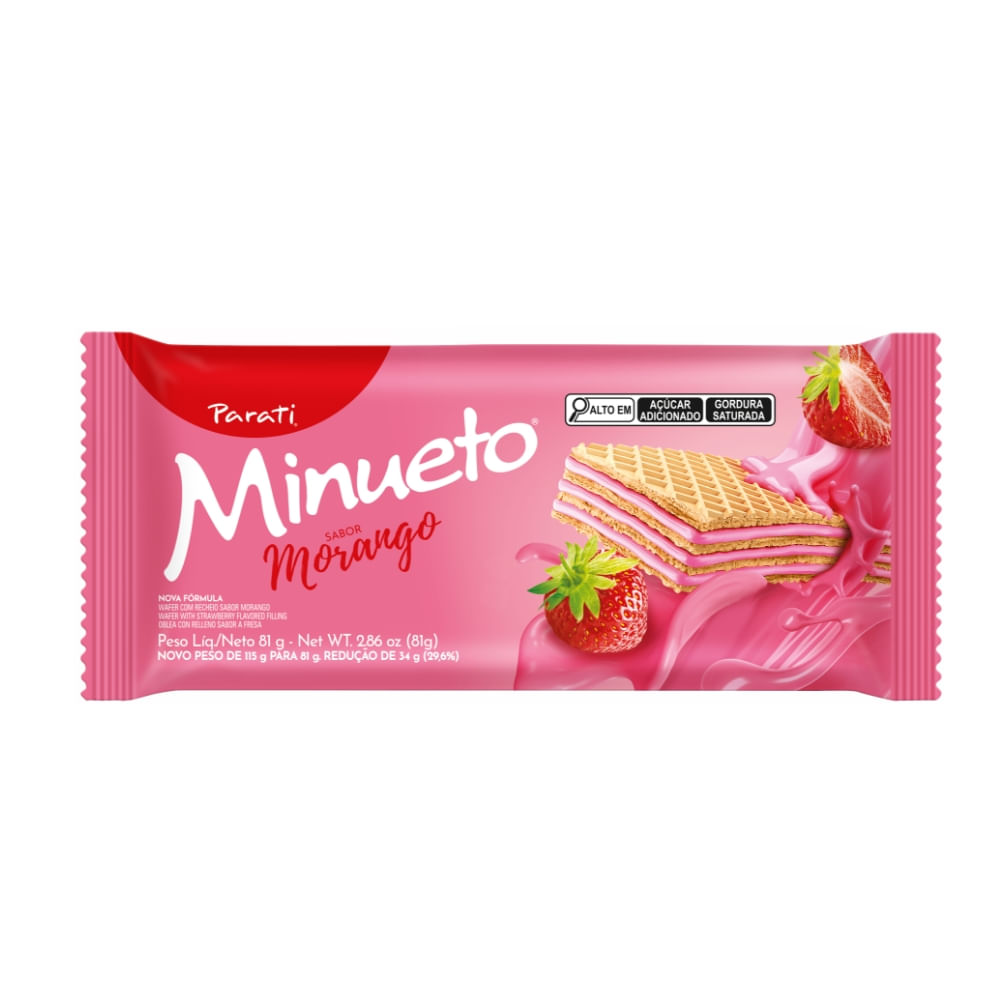 Biscoito Wafer Parati Minueto Sabor Morango 81g