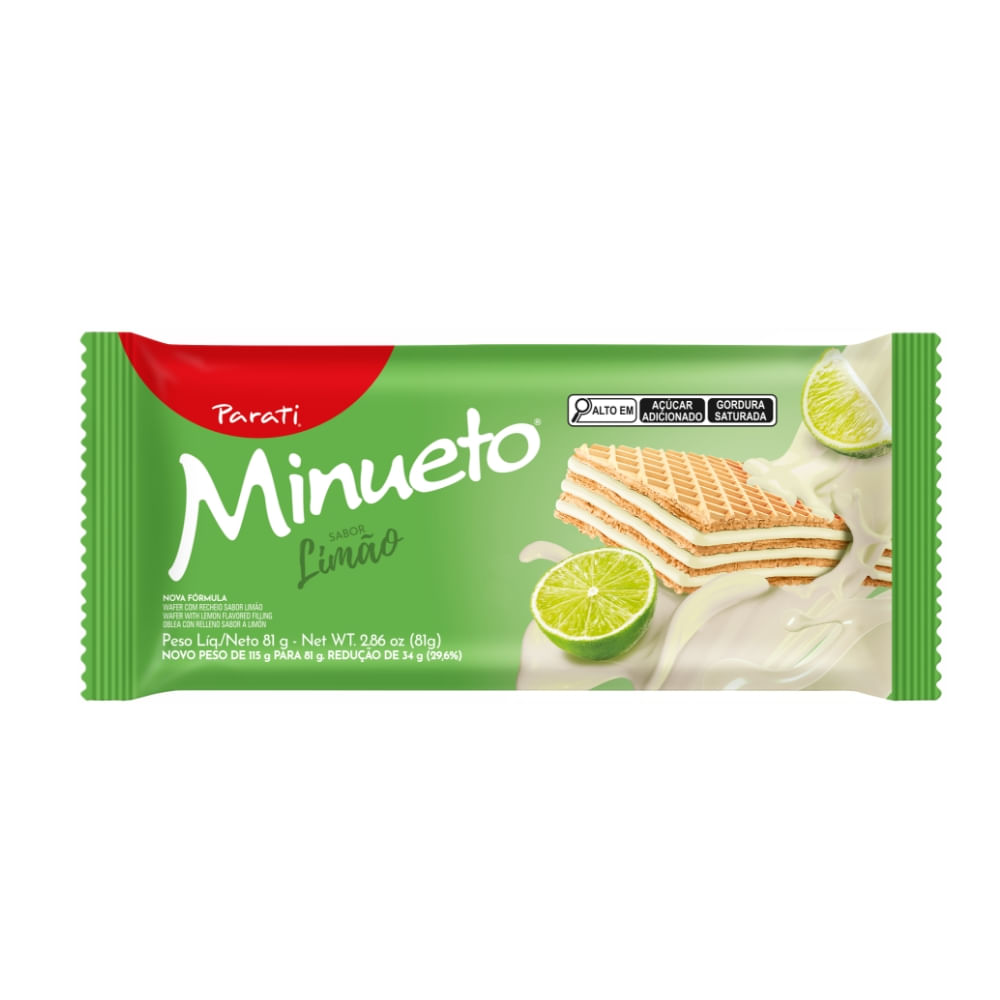 Biscoito Wafer Parati Minueto Sabor Limão 81g