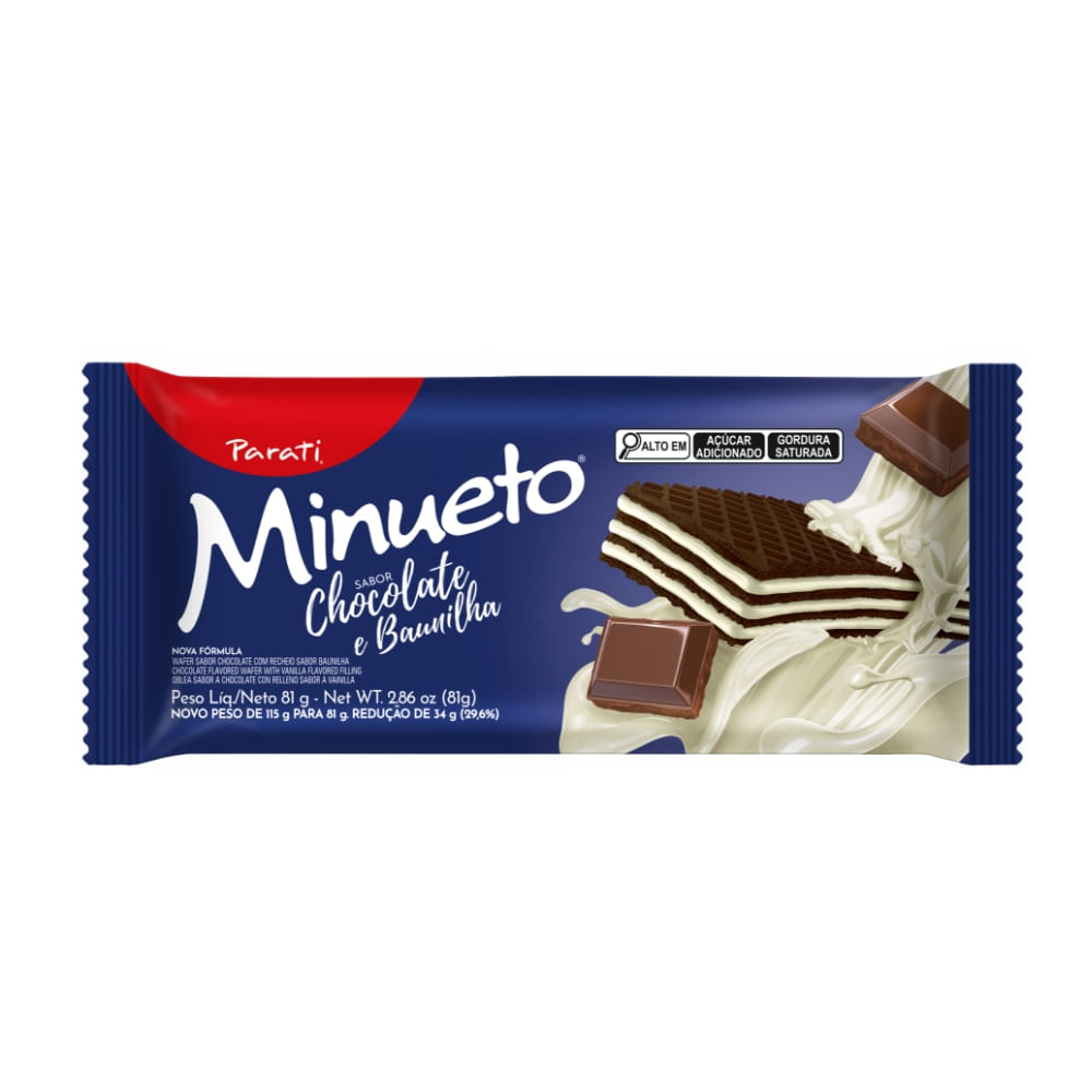 Biscoito Wafer Parati Minueto Sabor Chocolate E Baunilha 81