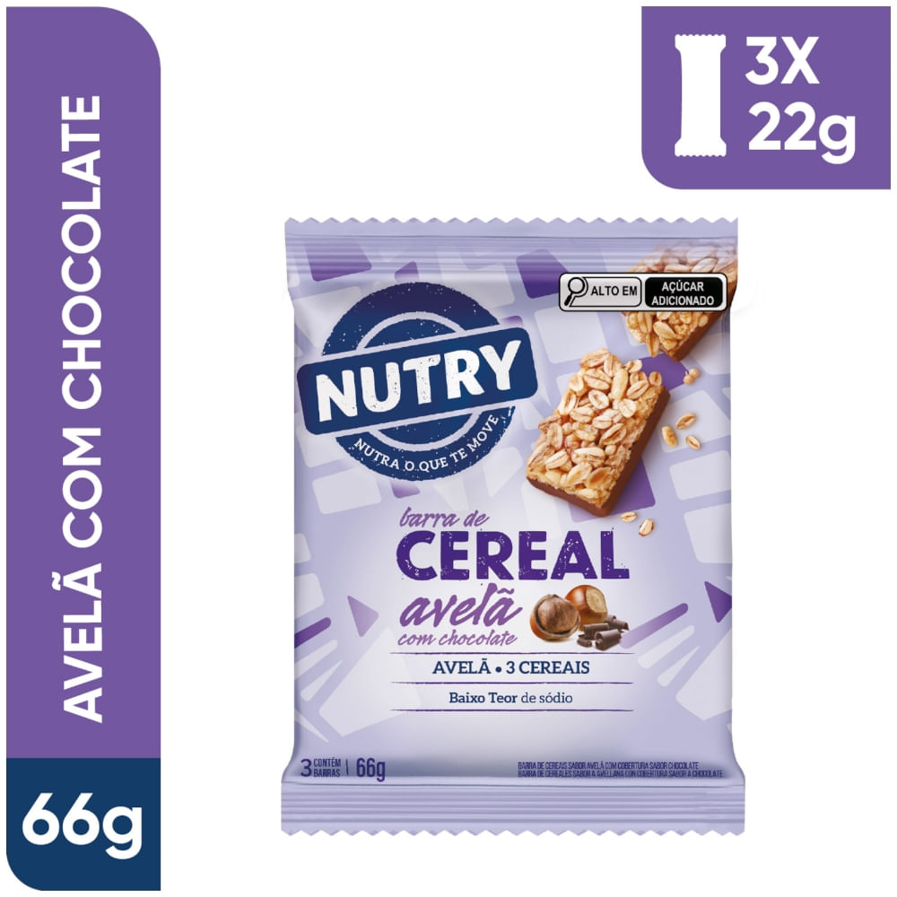 Barra De Ceral Nutry Avelã E Chocolate 66g L4p3