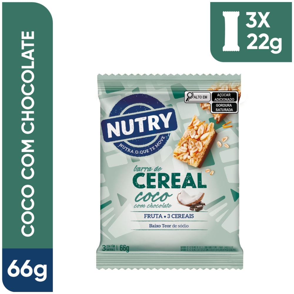 Barra De Ceral Nutry Coco E Chocolate 66g C/3