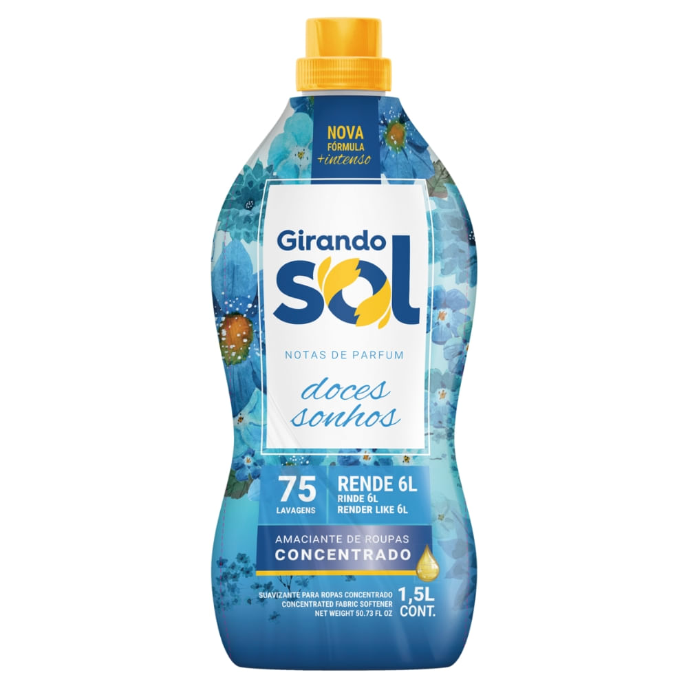 Amaciante De Roupa Concentrado Doces Sonhos Girando Sol Frasco 1,5l