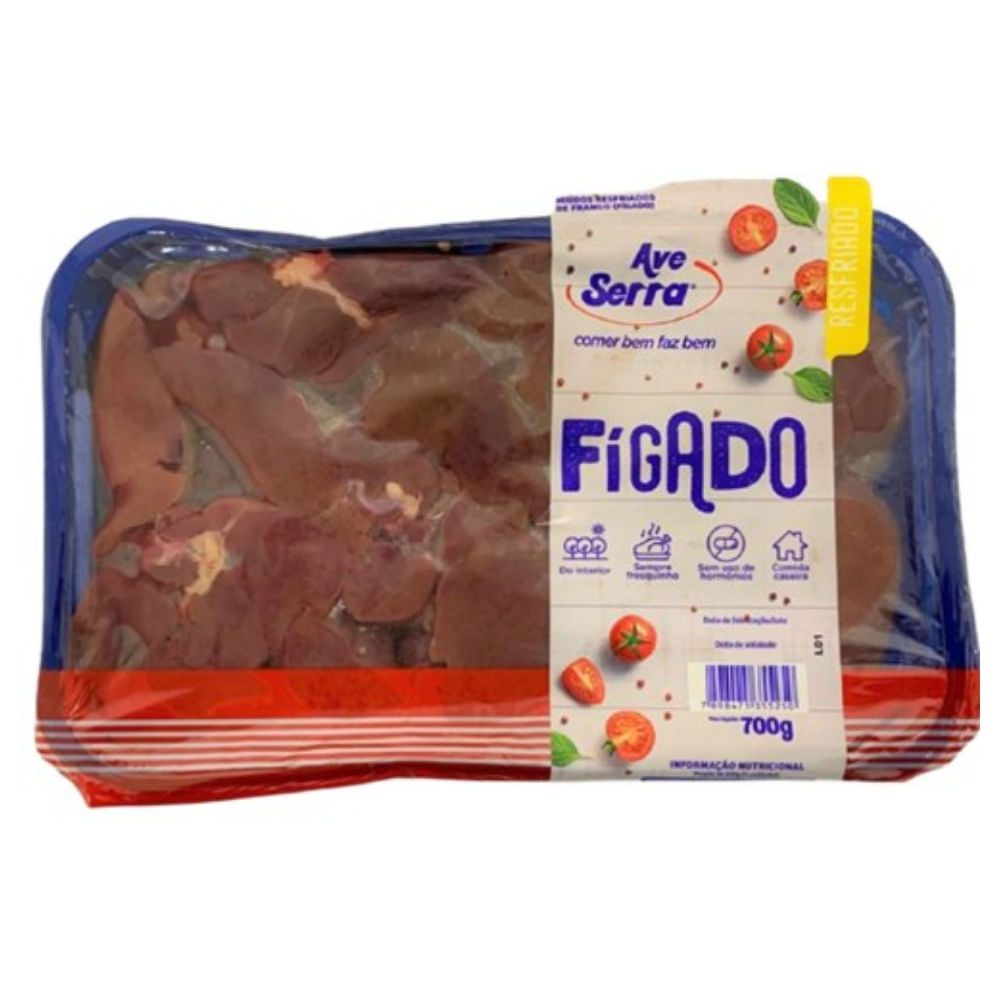 Fígado De Frango Ave Serra 700g Bandeja Congelado
