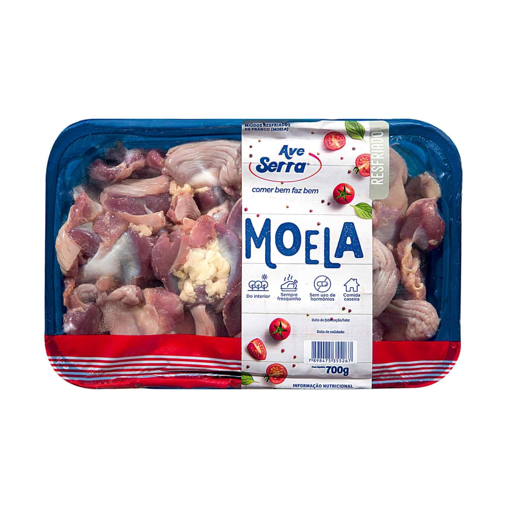 Moela Frango Ave Serra 700g Bandeja Congelada