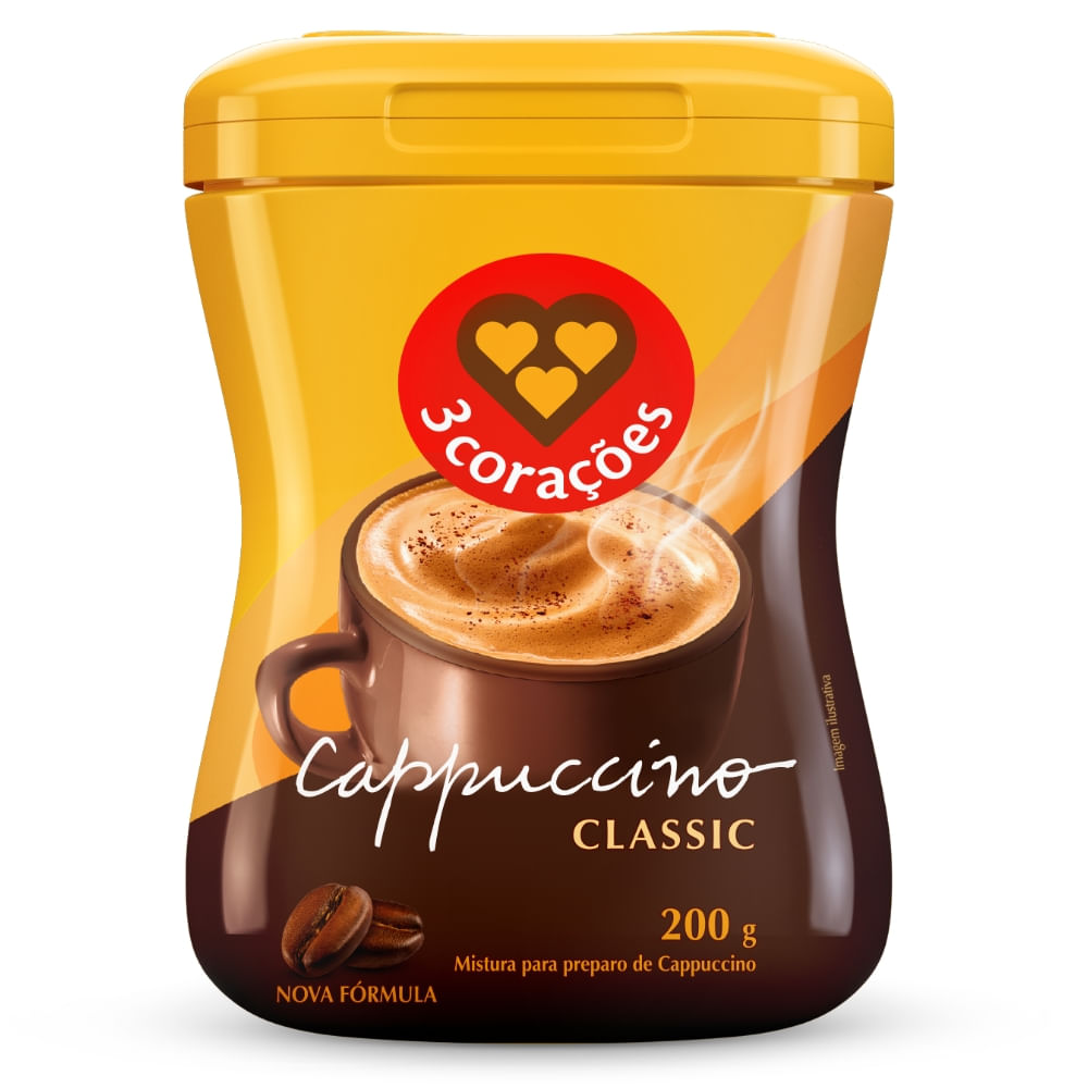 Cappuccino Classic 3 Corações Pote 200g