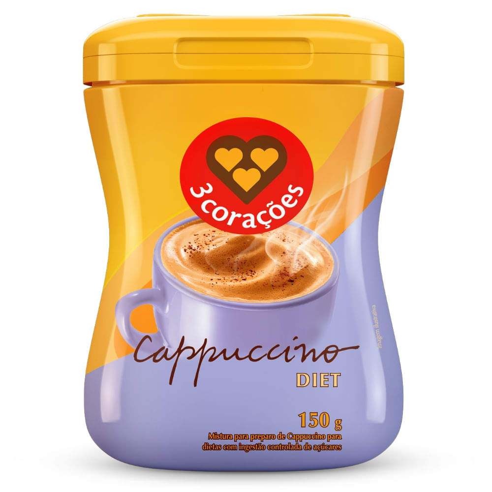 Cappuccino Diet 3 Corações Pote 150g