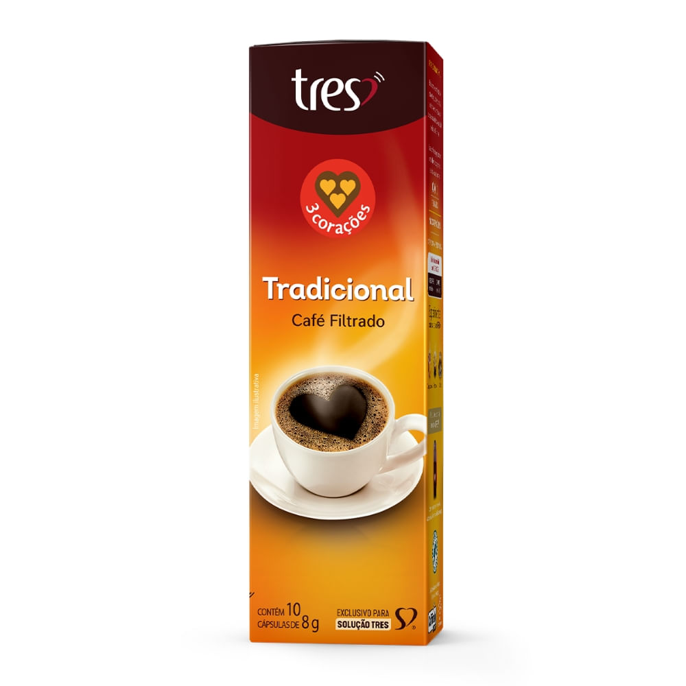 Capsula De Café Filtrado Tradicional 3 Corações 10 Unid