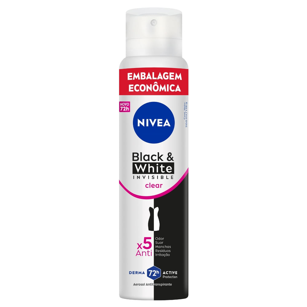 Nivea Desodorante Aerossol Black & White Invisible Clear 200ml
