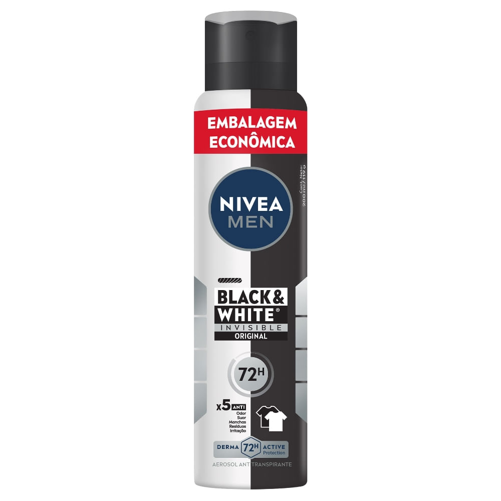 Nivea Men Desodorante Aerossol Black & White Invisible Original 200ml