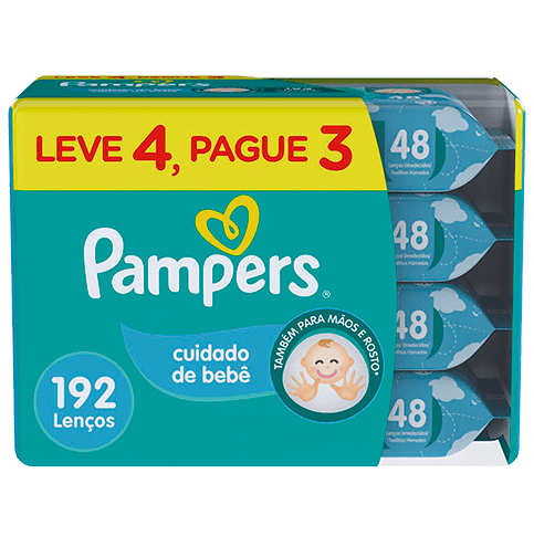 Lenço Umedecido Pampers Com 192 Unidades Leve 4 Pague 3