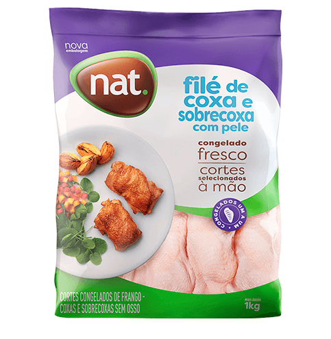 Filé De Coxa E Sobrecoxa De Frango Nat 1kg Iqf