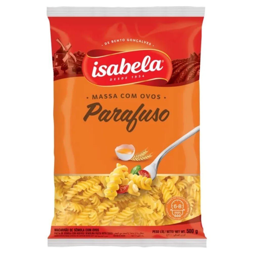 Macarrão De Sêmola Com Ovos Isabela Parafuso 500g