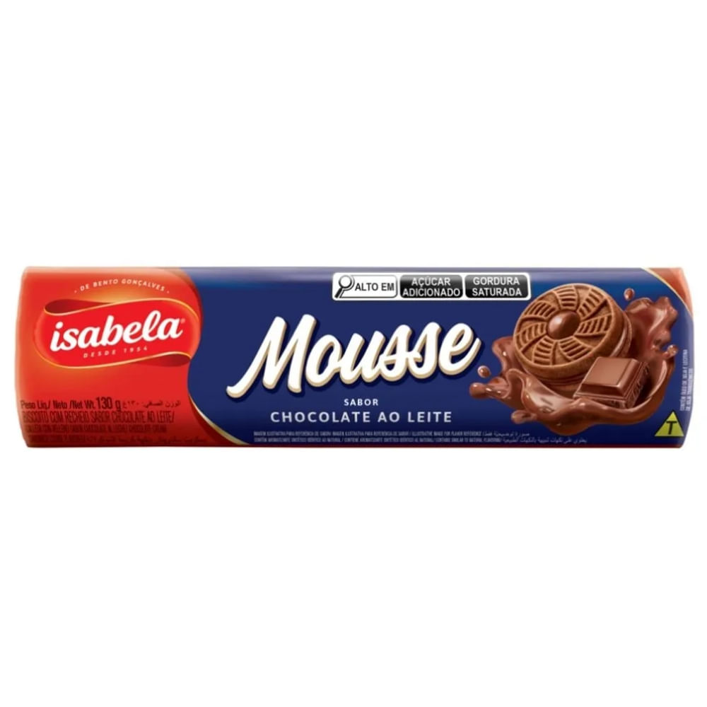 Biscoito Recheado Mousse Isabela Chocolate 130g
