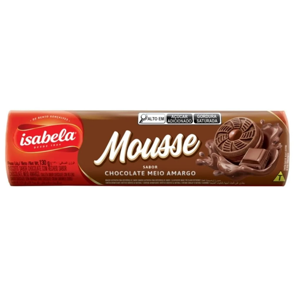 Biscoito Recheado Mousse Isabela Chocolate Meio Amargo 130g