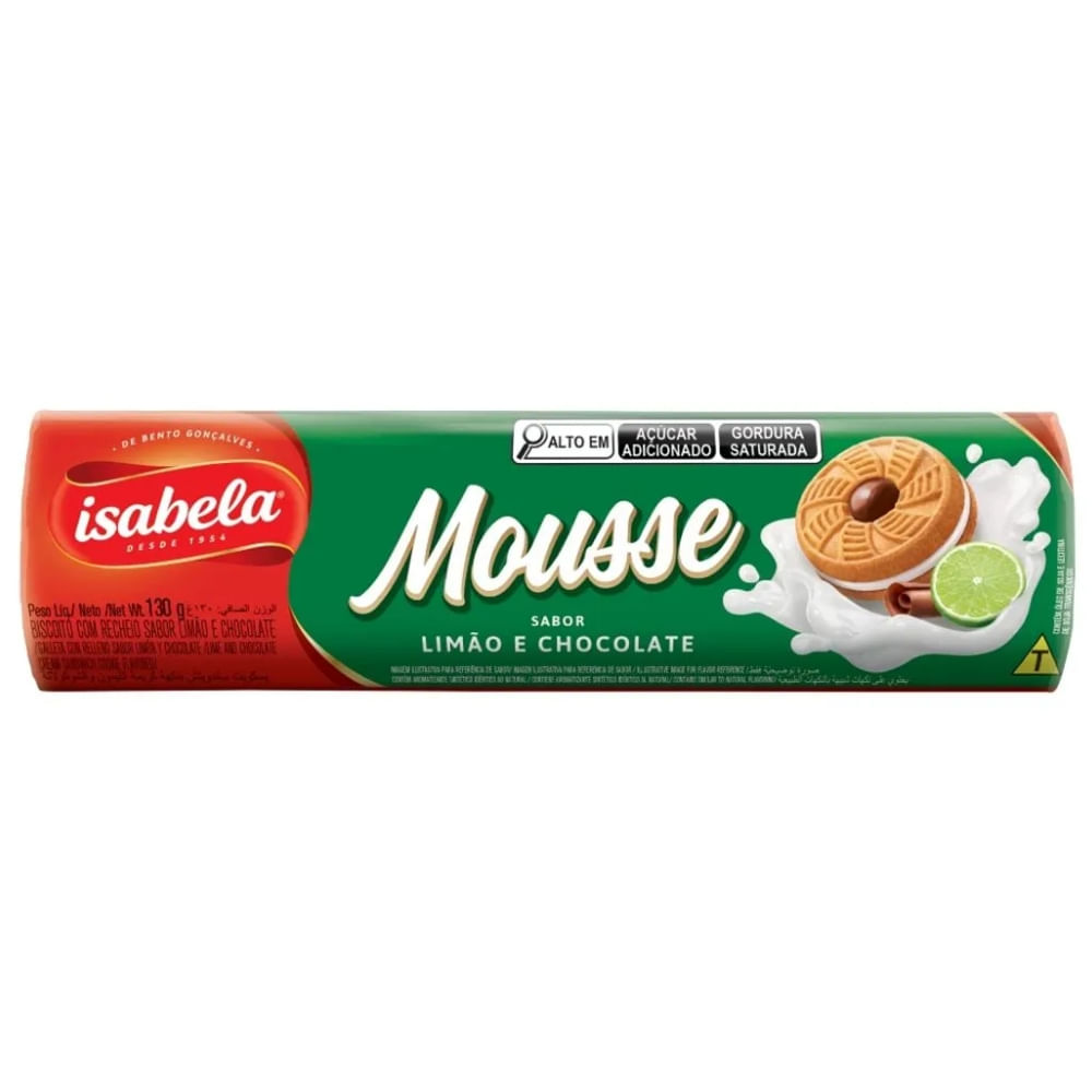 Biscoito Mousse Isabela Limão Com Chocolate 130g