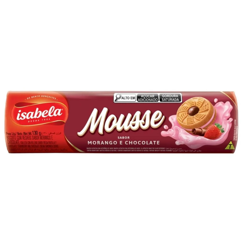Biscoito Mousse Isabela Morango Com Chocolate 130g