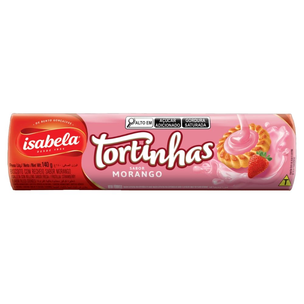 Biscoito Recheio Morango Isabela Tortinhas 140g