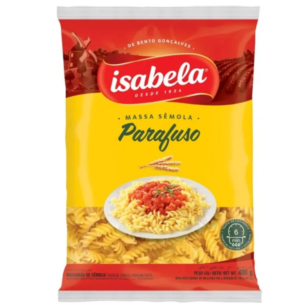 Macarrão De Sêmola Parafuso Isabela 400g