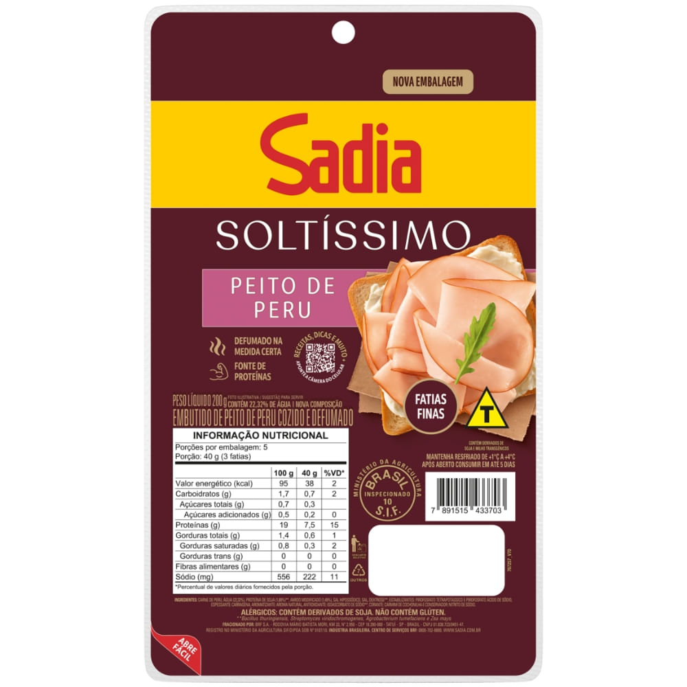 Peito De Peru Sadia Defumado 200g Fatiado