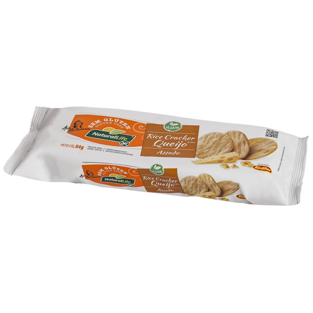 Rice Cracker Sabor Queijo Natural Life 84g Sem Glúten Vegano