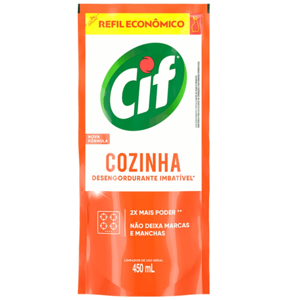 Limpador Cozinha Desengordurante Cif 450ml Refil