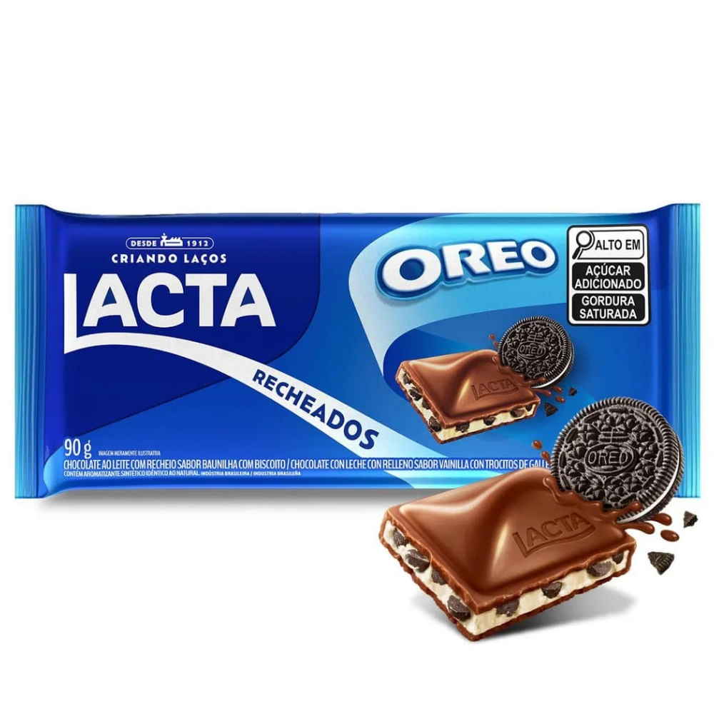 Chocolate Lacta Ao Leite Com Recheio De Oreo 90g