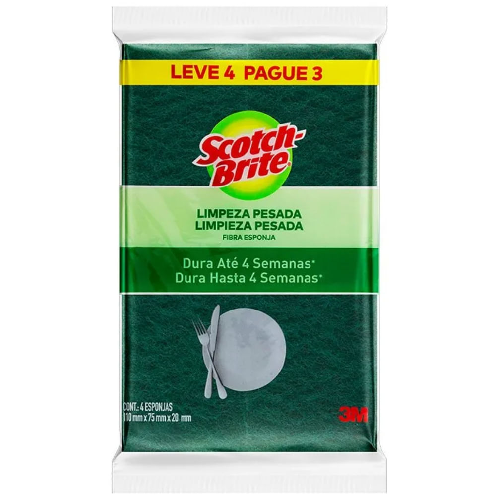 Esponja Scotch-Brite Limpeza Pesada Leve 4 Pague 3