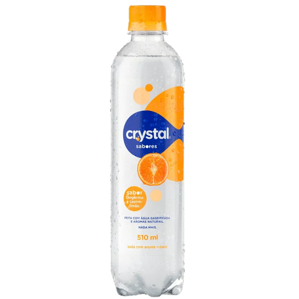 Água Saborizada Com Gás Tangerina E Capim-Limão Crystal Sabores Garrafa 510ml