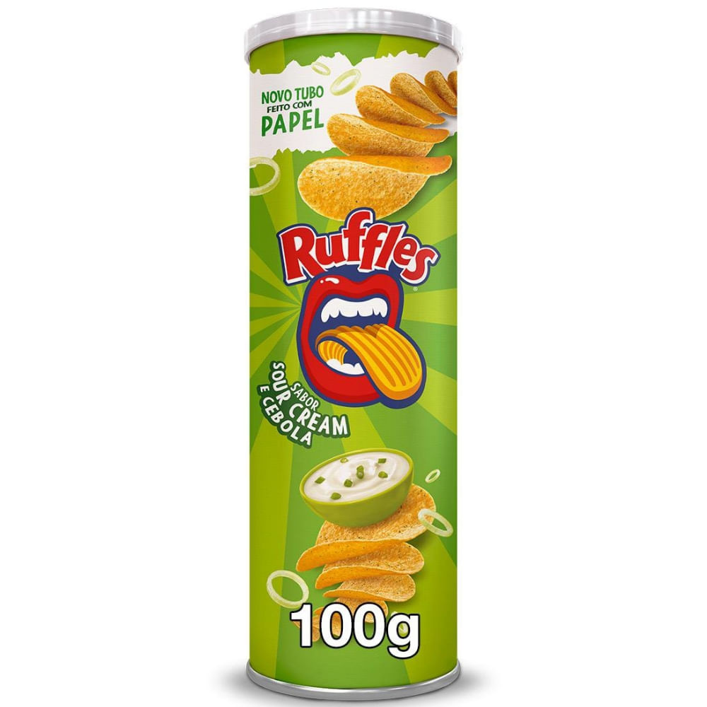 Batata Ondulada Ruffles Tubo Sabor Sour Cream E Cebola 100g
