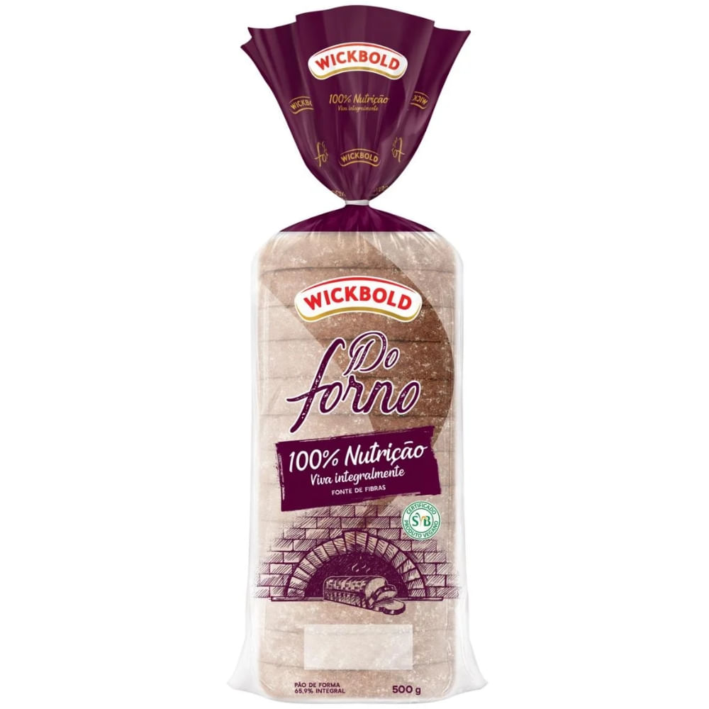 Pão De Forma Integral Vegano Wickbold Do Forno 100% Nutrição 500g
