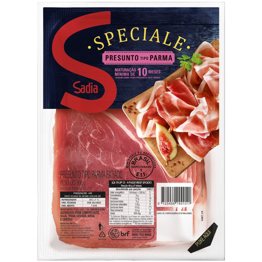 Presunto Parma Fatiado Sadia Speciale 100g