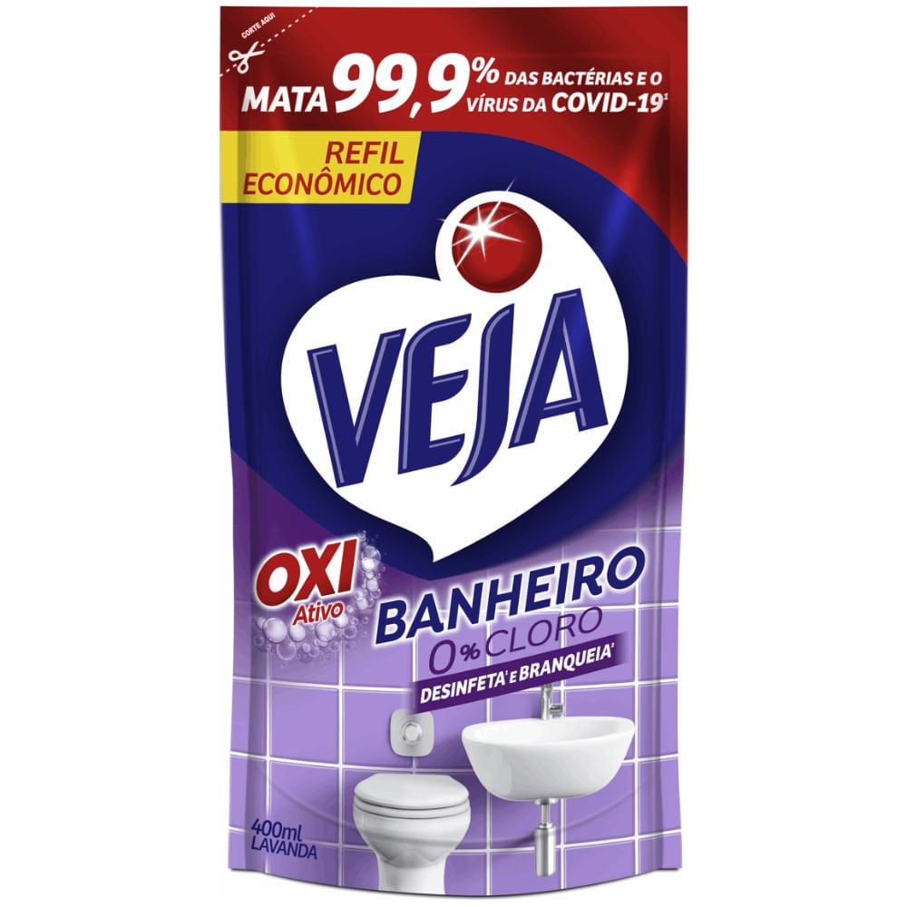 Desinfetante Banheiro Lavanda Veja Sachê 400ml Refil Econômico