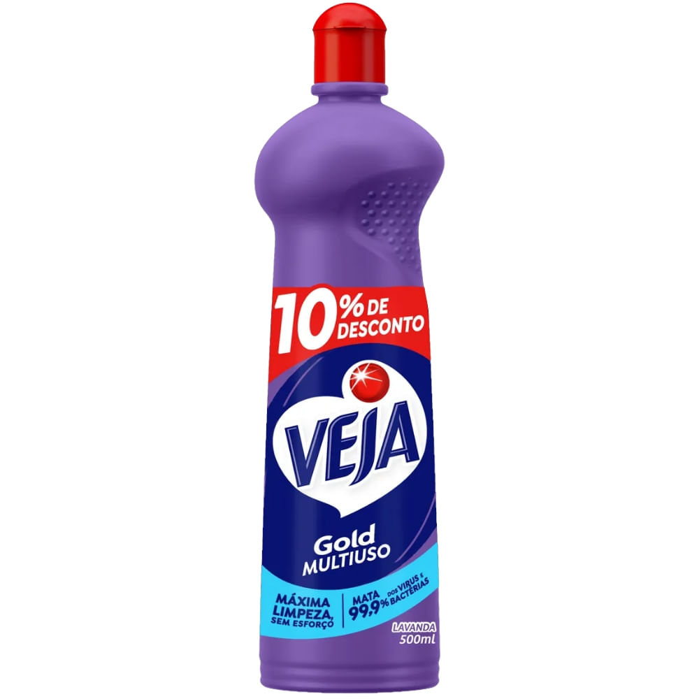 Limpador Multiuso Com Álcool Lavanda Veja Gold Squeeze 500ml Grátis 10% De Desconto
