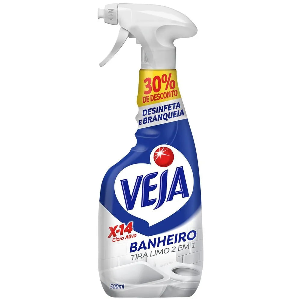 Desinfetante Banheiro Tira-Limo Veja X-14 Frasco 500ml Borrifador Grátis 30% De Desconto