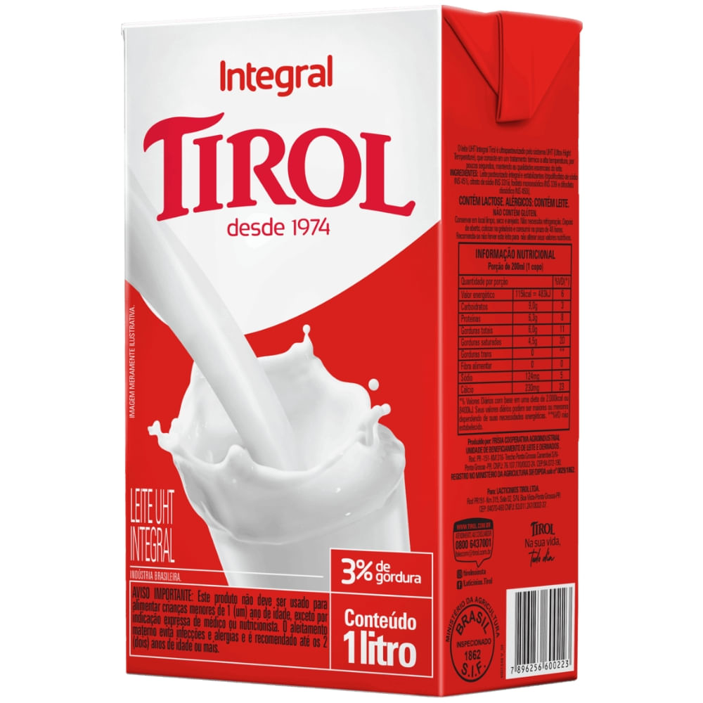 Leite Longa Vida Integral Tirol 1l