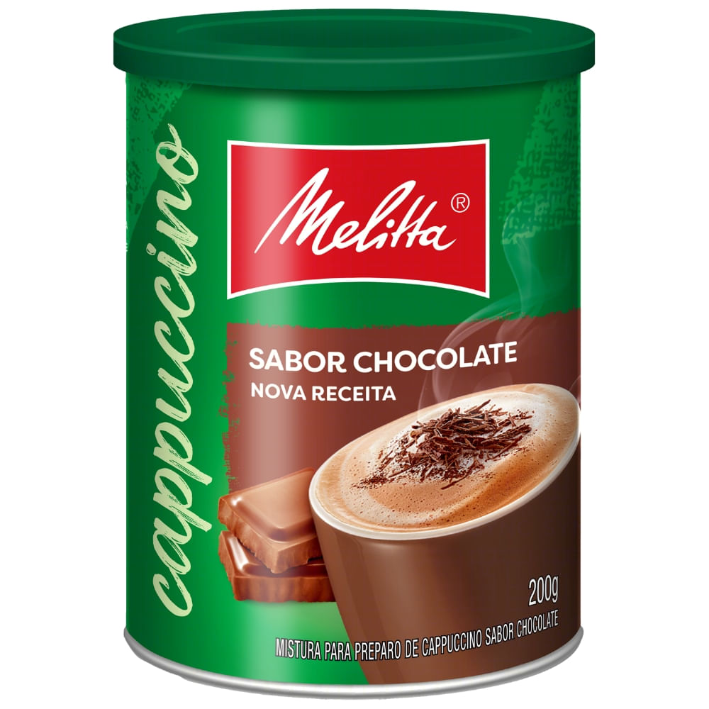 Cappuccino Solúvel Chocolate Melitta Lata 200g