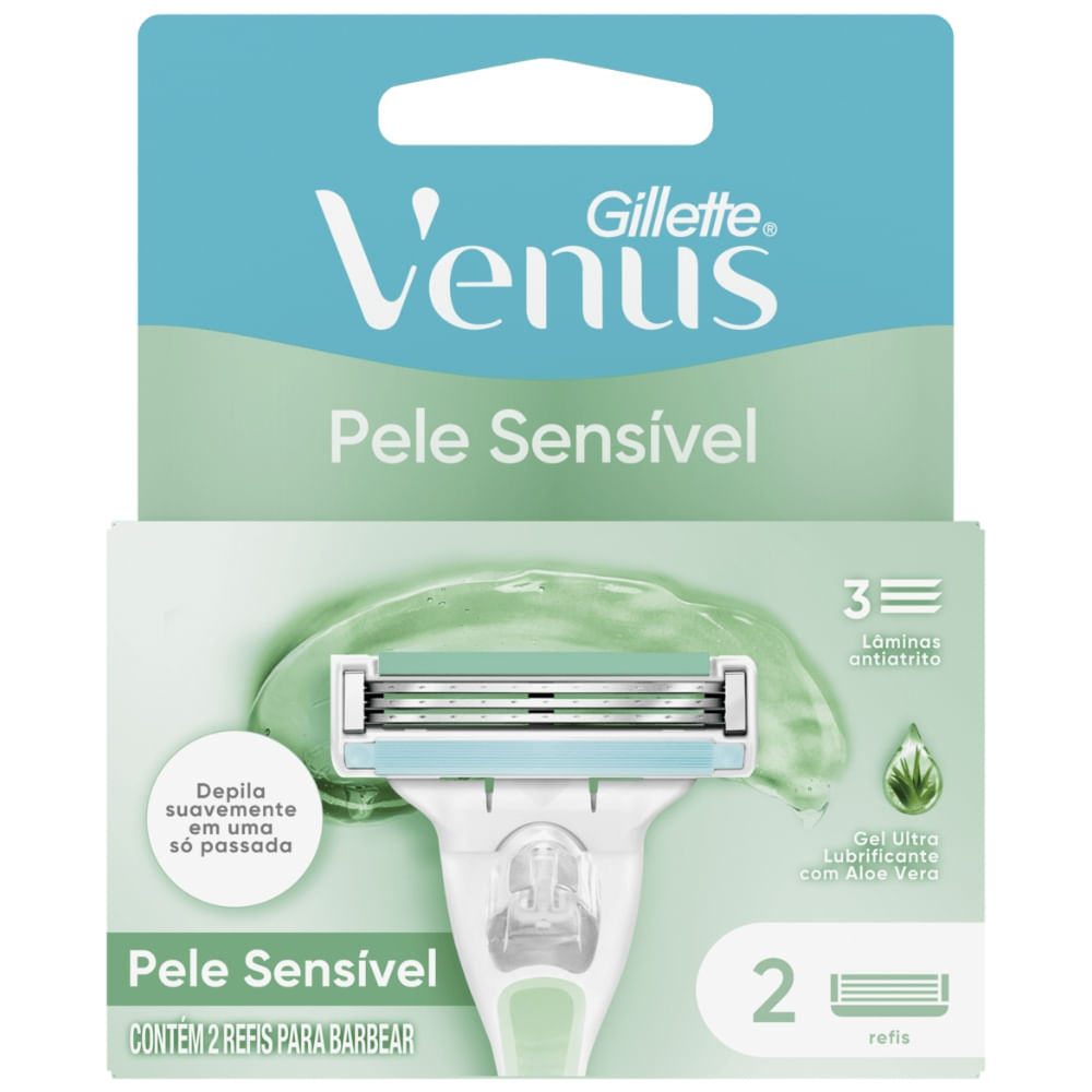 Carga De Aparelho Para Barbear Pele Sensível Gillette Venus 2 Unidades