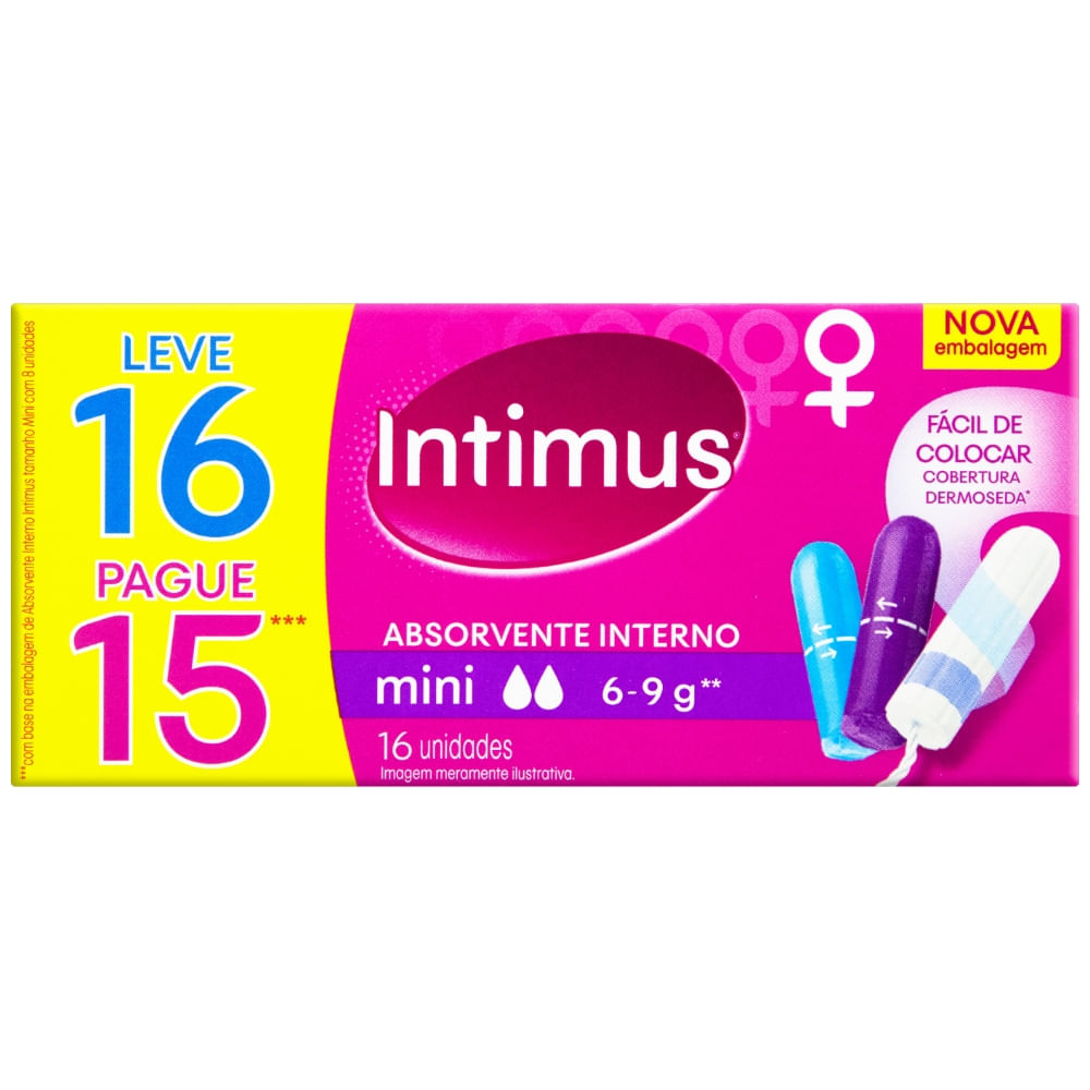 Absorvente Interno Intimus Mini Caixa Leve 16 Pague 15 Unidades