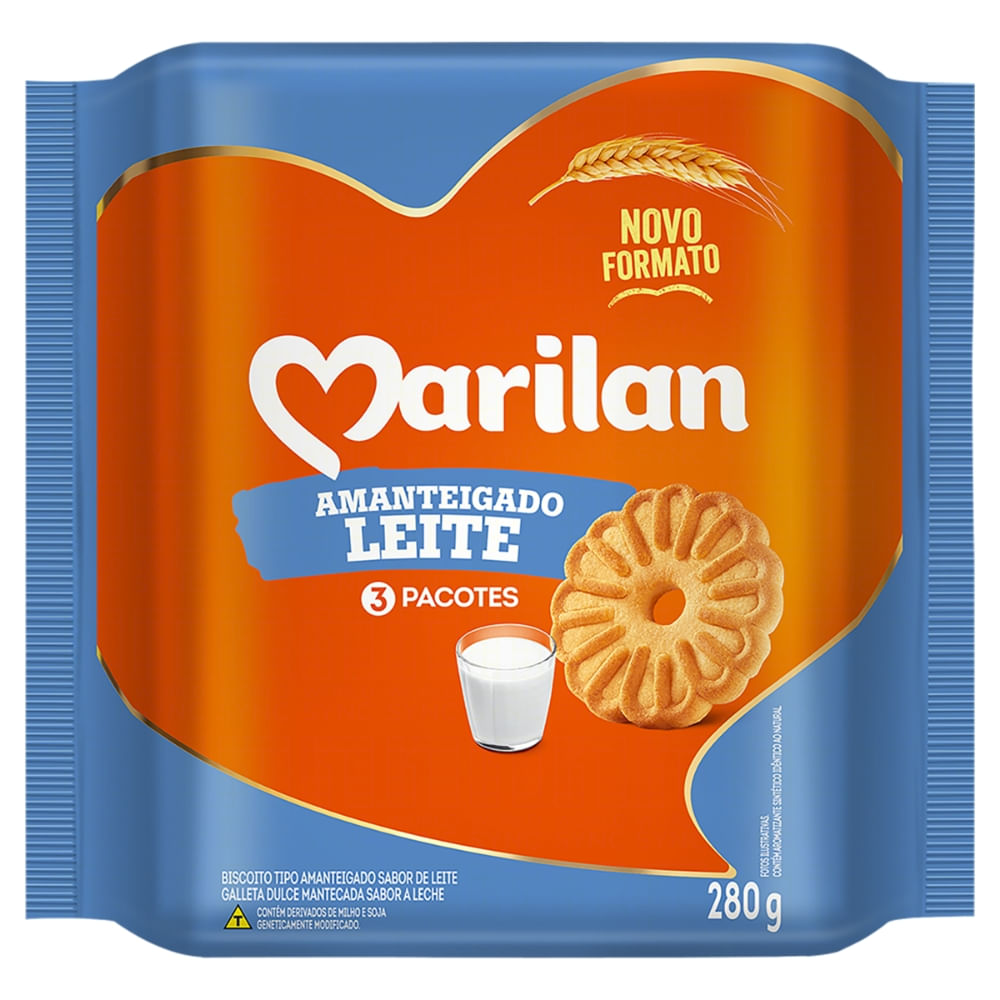 Biscoito Amanteigado Leite Marilan Pacote 280g