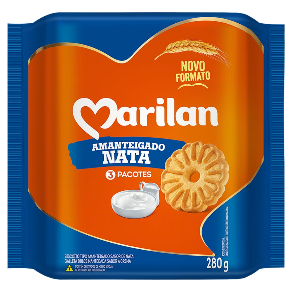 Biscoito Amanteigado Nata Marilan Pacote 280g
