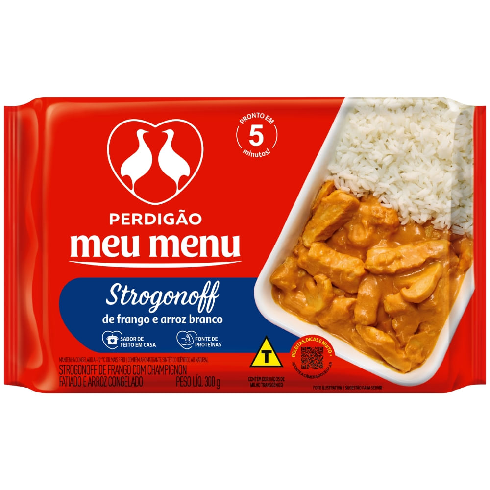 Strogonoff De Frango Com Arroz Branco Perdigão Meu Menu Pacote 300g