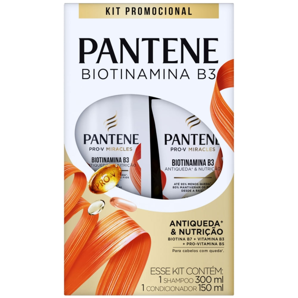 Kit Shampoo 300ml + Condicionador Antiquebra 150ml Pantene Biotinamina B3 Antiqueda & Nutrição