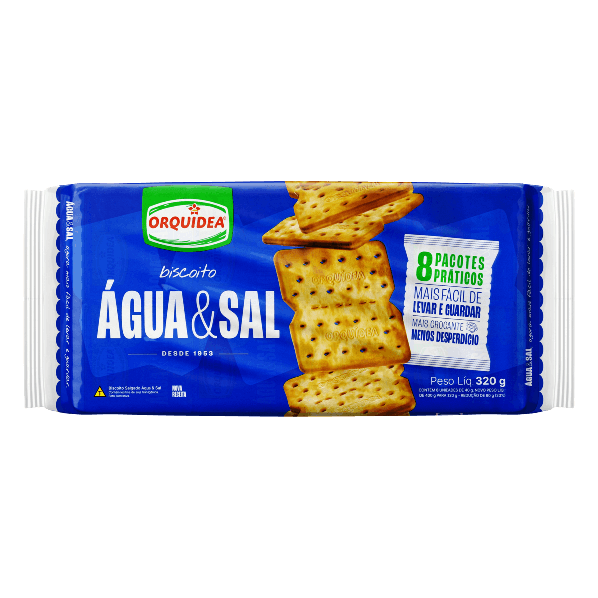 Biscoito Água E Sal Orquídea Pacote 320g 8 Unidades