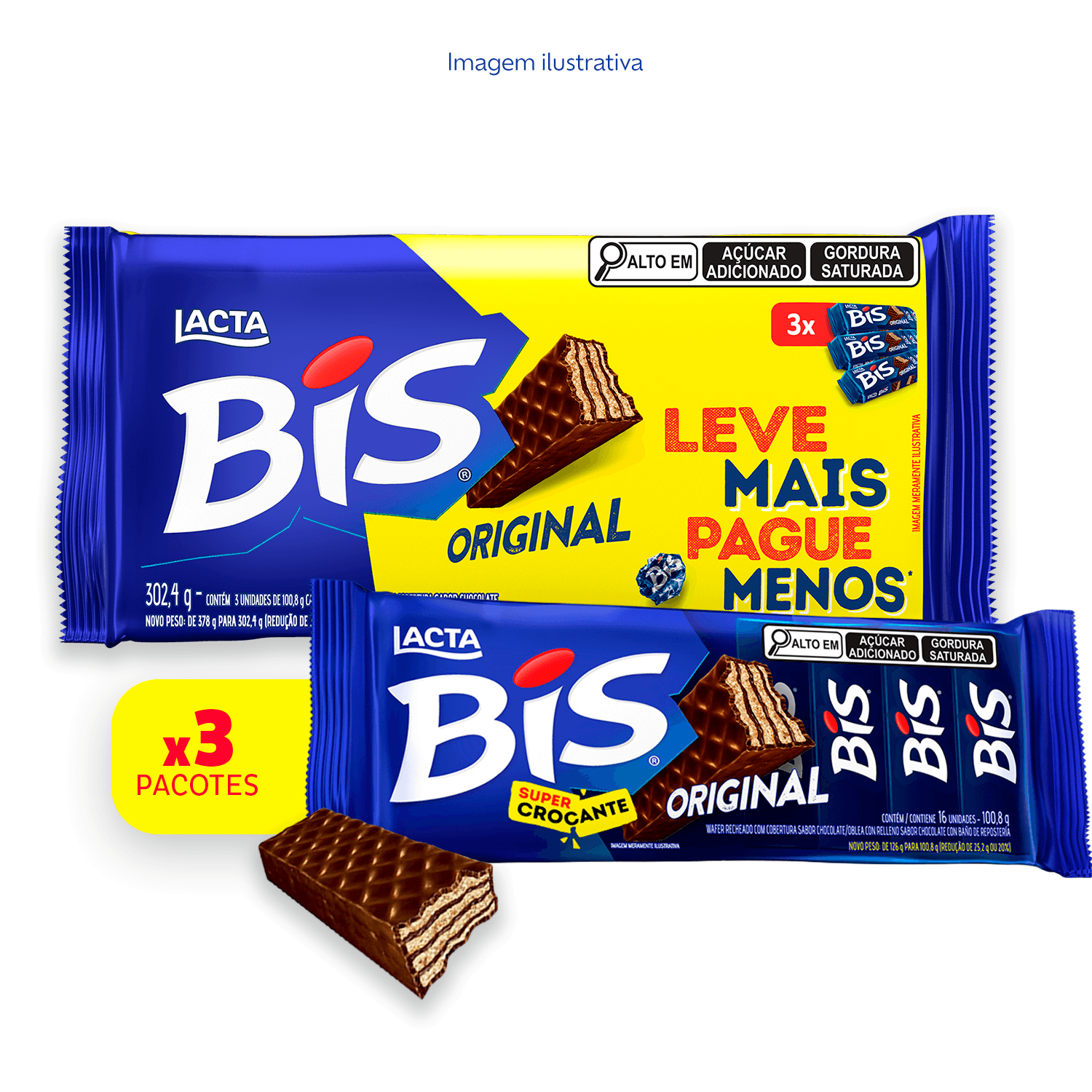 Chocolate Bis Original Ao Leite - Kit Com 3 Unidades De 100,8g
