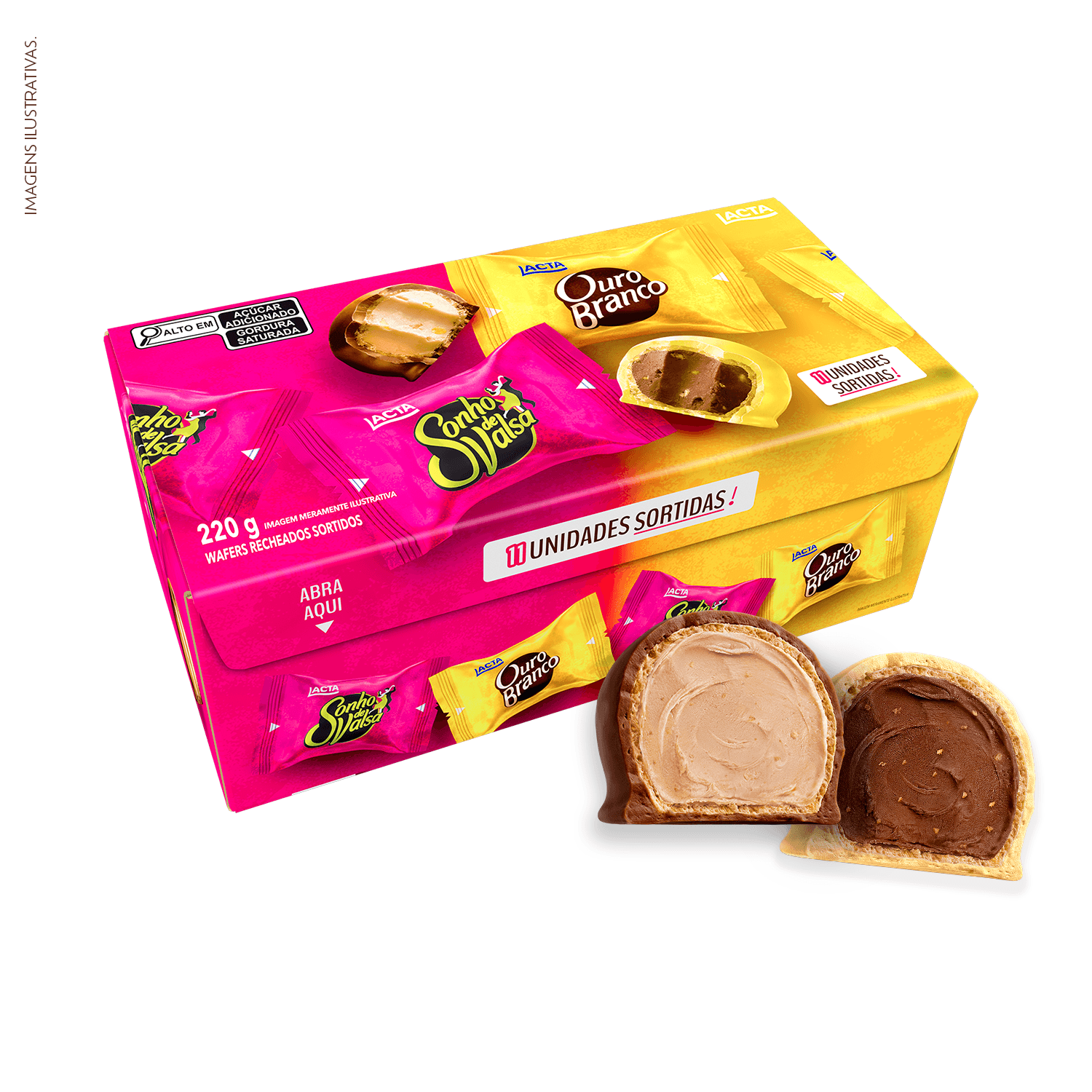 Sonho De Valsa E Ouro Branco Sortidos Sabor Chocolate - Pacote 220g