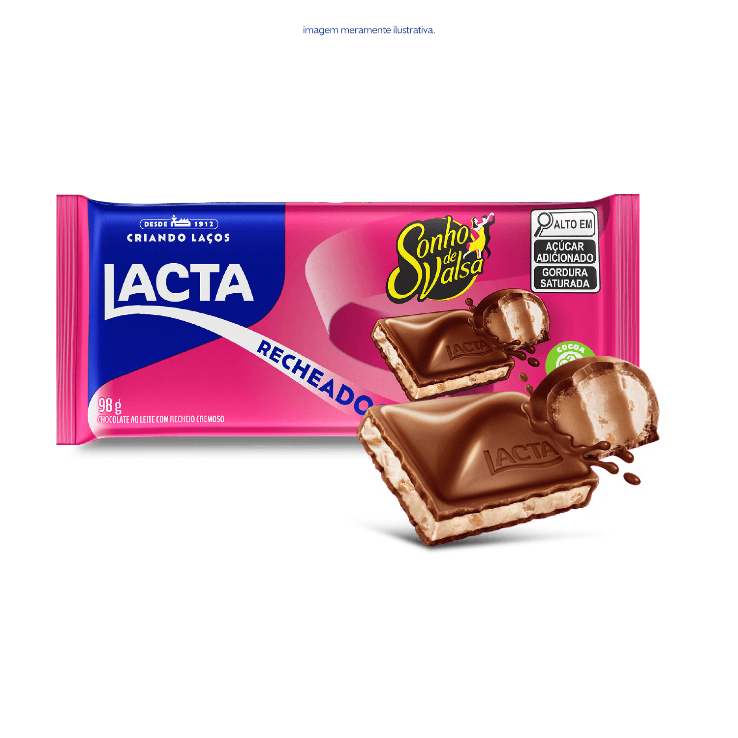 Chocolate Ao Leite Lacta Com Recheio Sonho De Valsa 98g